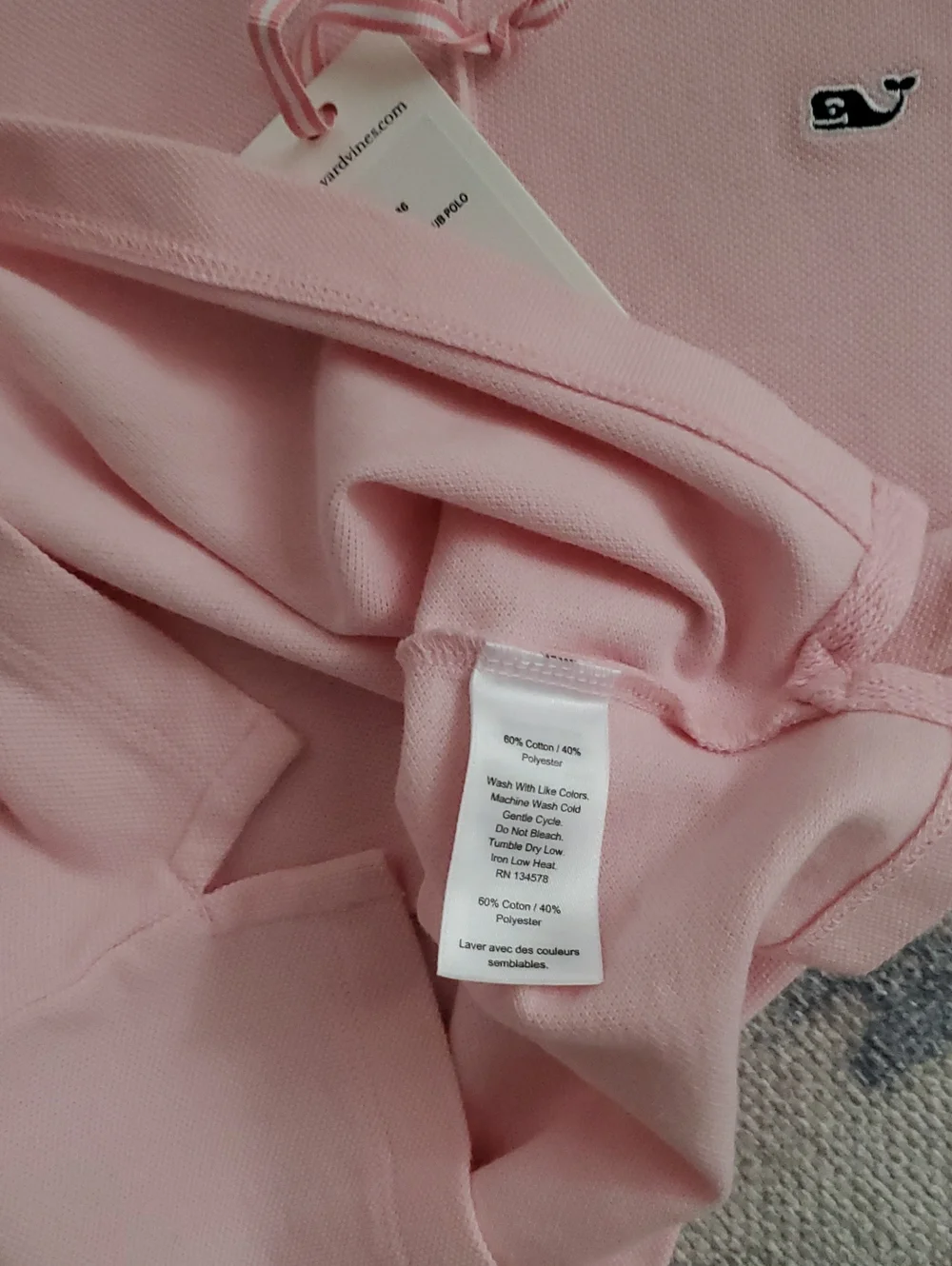 NWT Vineyard Vines Girls Flamingo Pink Short Sleeve Polo Shirt SzS (7-8)